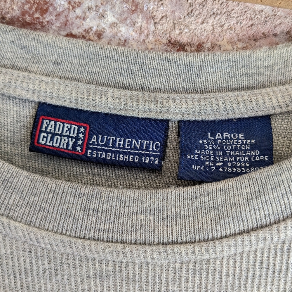 🥾 Faded Glory Light Long-Sleeved Thermal Shirt Beige & Brown Men's Large - Picture 6 of 6
